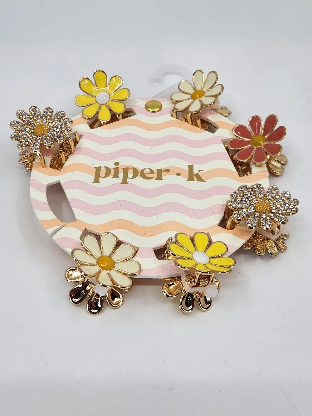 Piper K Daisy Mix Hair Clip Set in Yellow, Cream, Pink & Gold
